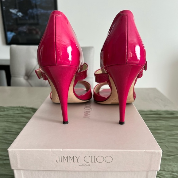 Jimmy Choo Fuchsia Patent Leather Open Toe Lumiere D'Orsay Pumps Women's EUR 41 - Picture 2 of 7